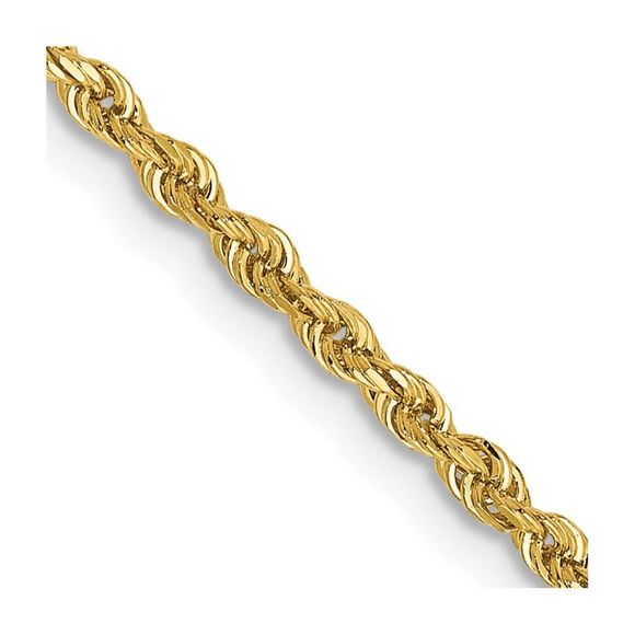 14k Yellow Gold 16in 2mm Diamond-cut Quadruple Rope Lobster Clasp Chain